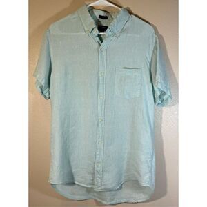 J.Crew 100% Linen Sage Green Short Sleeve Slim Button Up Lightweight Men's Shirt